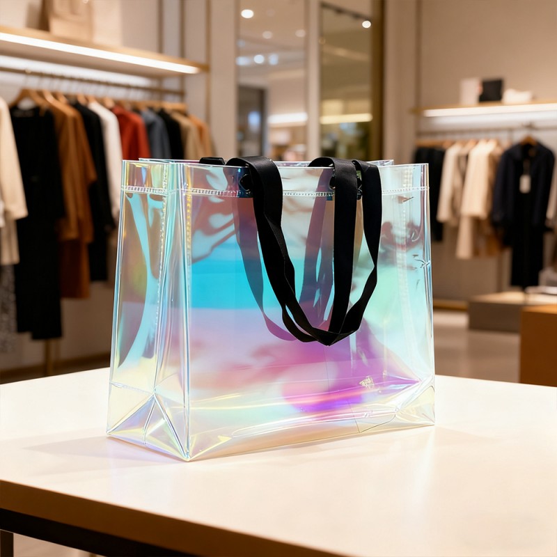 กระเป๋าโท้ตของขวัญเคลือบฟิล์มสีรุ้ง